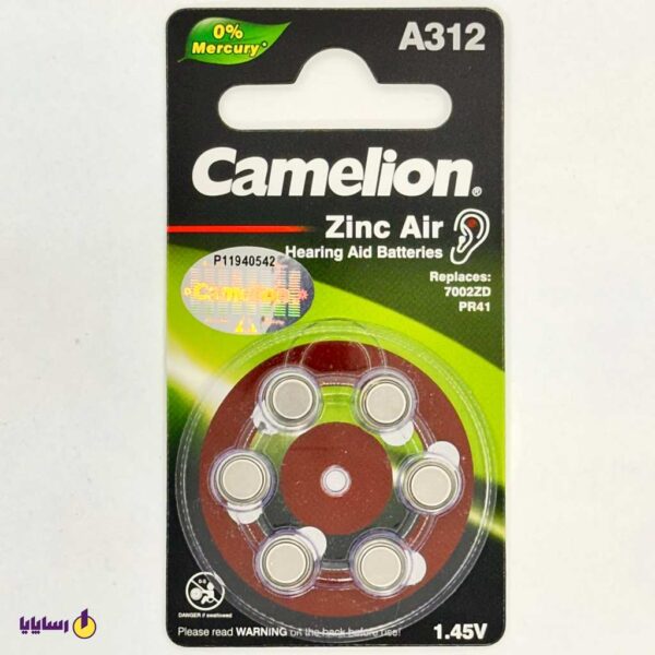 باتری سمعک (Hearing Aid) کملیون (Camelion) سایز 312/PR41 (قهوه ای) – 1.45 ولت (بسته 6 عددی)