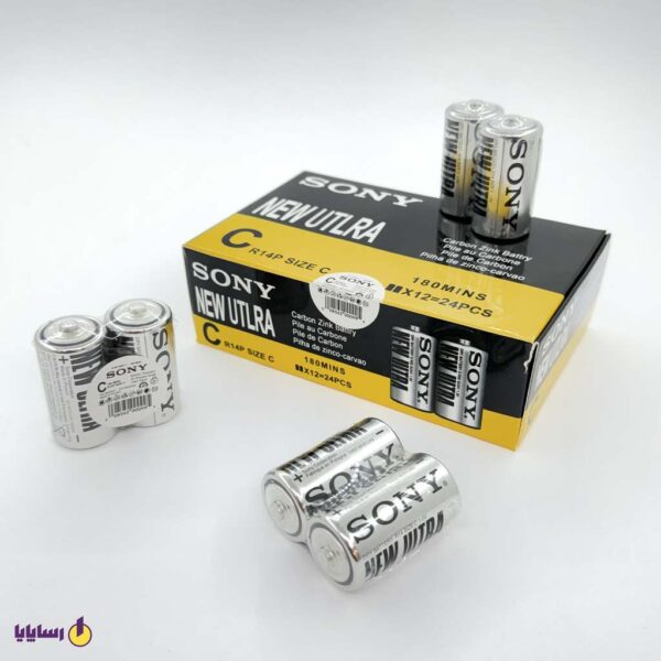باتری متوسط سایز(R14)C سونی(sony) شیرینگ(Shrink) سوپر هوی دیوتی(Super Heavy Duty) 2 عددی (1.5 ولت)