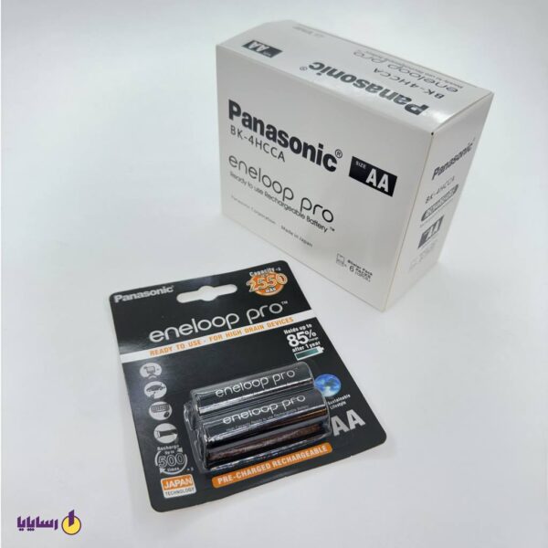 باتری قلمی AA(HR6) شارژی 2550 DR پاناسونیک (Panasonic) انلوپ (Eneloop Pro) مشکی (بسته 2 عددی) 1.2V