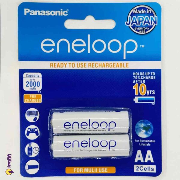 باتری قلمی AA(HRM6) شارژی 2000 DR پاناسونیک (Panasonic) انلوپ (Eneloop) سفید (بسته 2 عددی) 1.2V