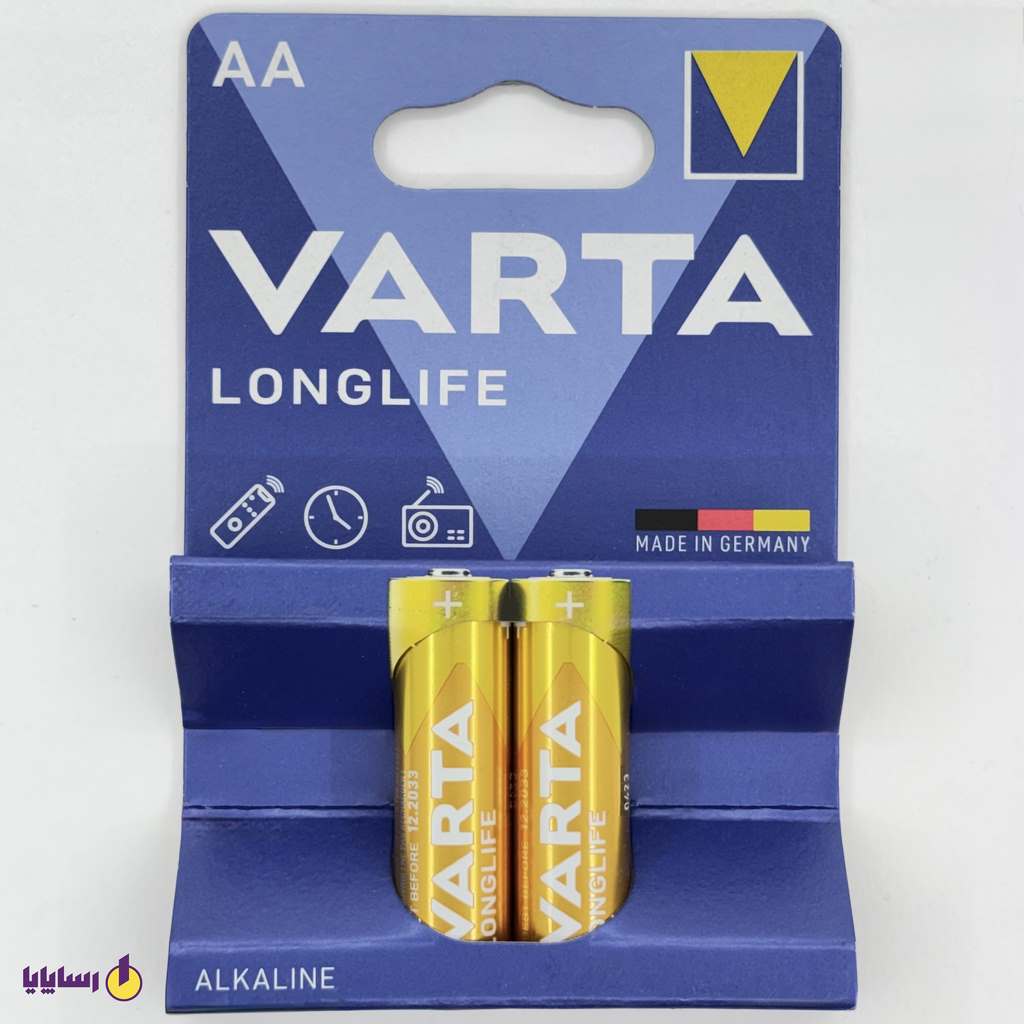 10000386 باتری قلمی AA وارتا (VARTA) LONGLIFE زرد آلکالاین (Alkaline) – بسته 2 عددی 1.5V/ LR6