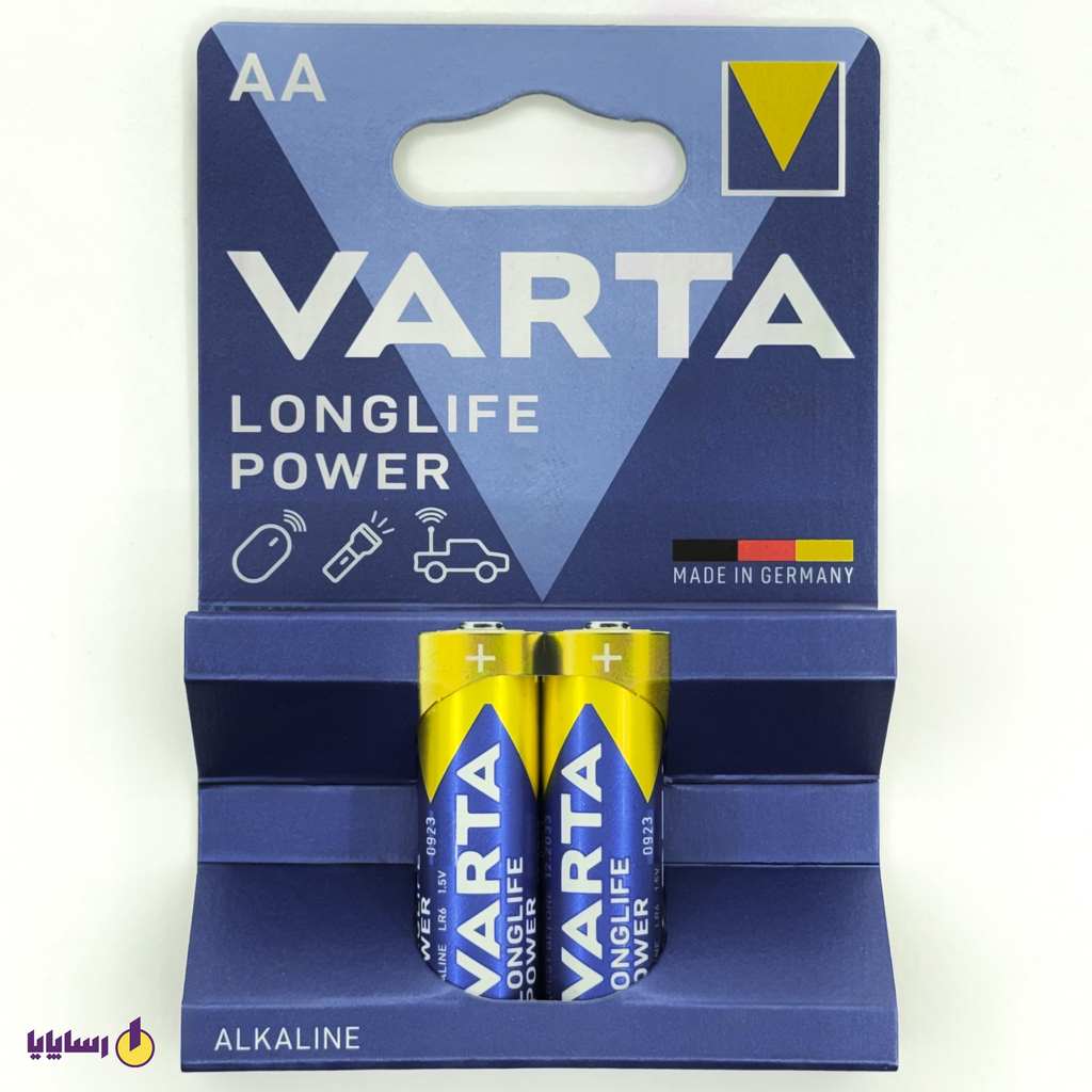 10000388 (2) باتری قلمی AA وارتا (VARTA) LONGLIFE POWER آبی آلکالاین (Alkaline) – بسته 2 عددی 1.5V/ LR6