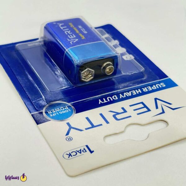 باتری کتابی 9 ولت (9V) وریتی (Verity) سوپر هوی دیوتی Super Heavy Duty مدل 6F22