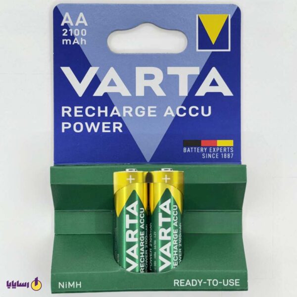 باتری قلمی AA شارژی (Rechargeable) RECHARGE ACCU POWER وارتا (VARTA) 2100mAh مدل HR6 – 1.2V بسته 2 عددی|NiMH