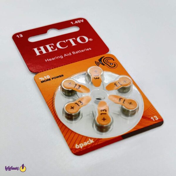 باتری سمعک (Hearing Aid) هکتو (HECTO) سایز 13 (نارنجی) – 1.45 ولت (بسته 6 عددی)