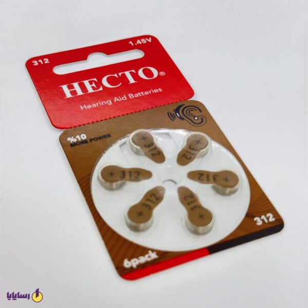 باتری سمعک (Hearing Aid) هکتو (HECTO) سایز 312 (قهوه ای) – 1.45 ولت (بسته 6 عددی)