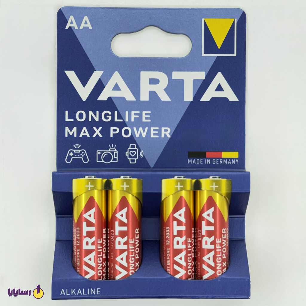 10000472 باتری قلمی AA وارتا (VARTA) لانگ لایف مکس پاور (LONGLIFE MAX POWER) قرمز آلکالاین (Alkaline) – بسته 4 عددی 1.5V/ LR6