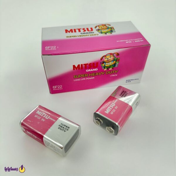 باتری کتابی 9 ولت (9V) میتسو (MITSU Grand) شیرینگ (Shrink) سوپر هوی دیوتی (Super Heavy Duty) 6F22