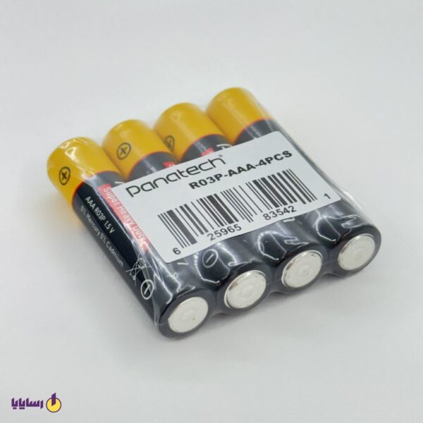 باتری نیم قلمی (AAA) پاناتک (Panatech) R03P شیرینگ (Shrink) 1.5V سوپر هوی دیوتی (Super Heavy Duty) 4 عددی