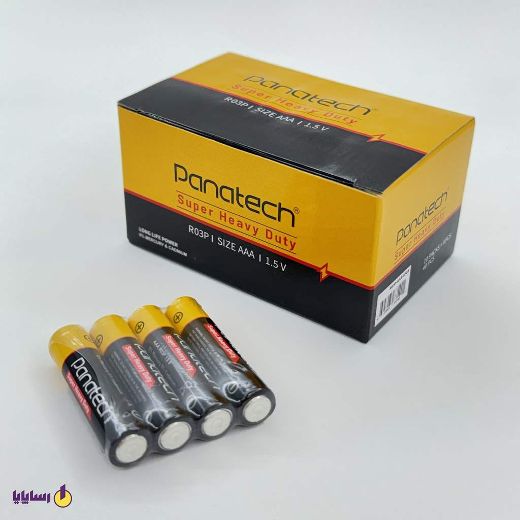 10000762 باتری نیم قلمی (AAA) پاناتک (Panatech) R03P شیرینگ (Shrink) 1.5V سوپر هوی دیوتی (Super Heavy Duty) 4 عددی