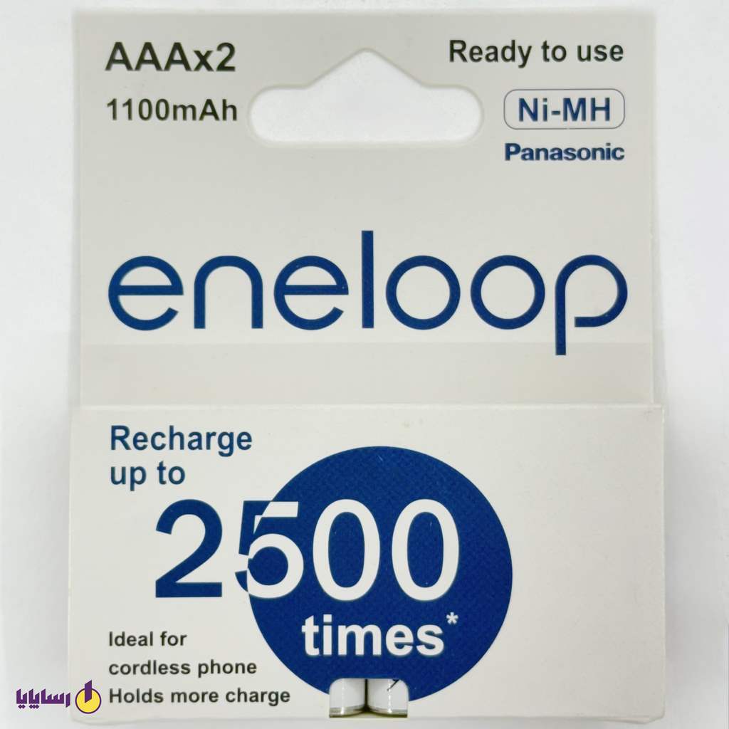 باتری نیم قلمی (AAA) شارژی پاناسونیک (Panasonic) Eneloop) 1100mAh) بسته 2 عددی (ساخت ژاپن) 1.2V