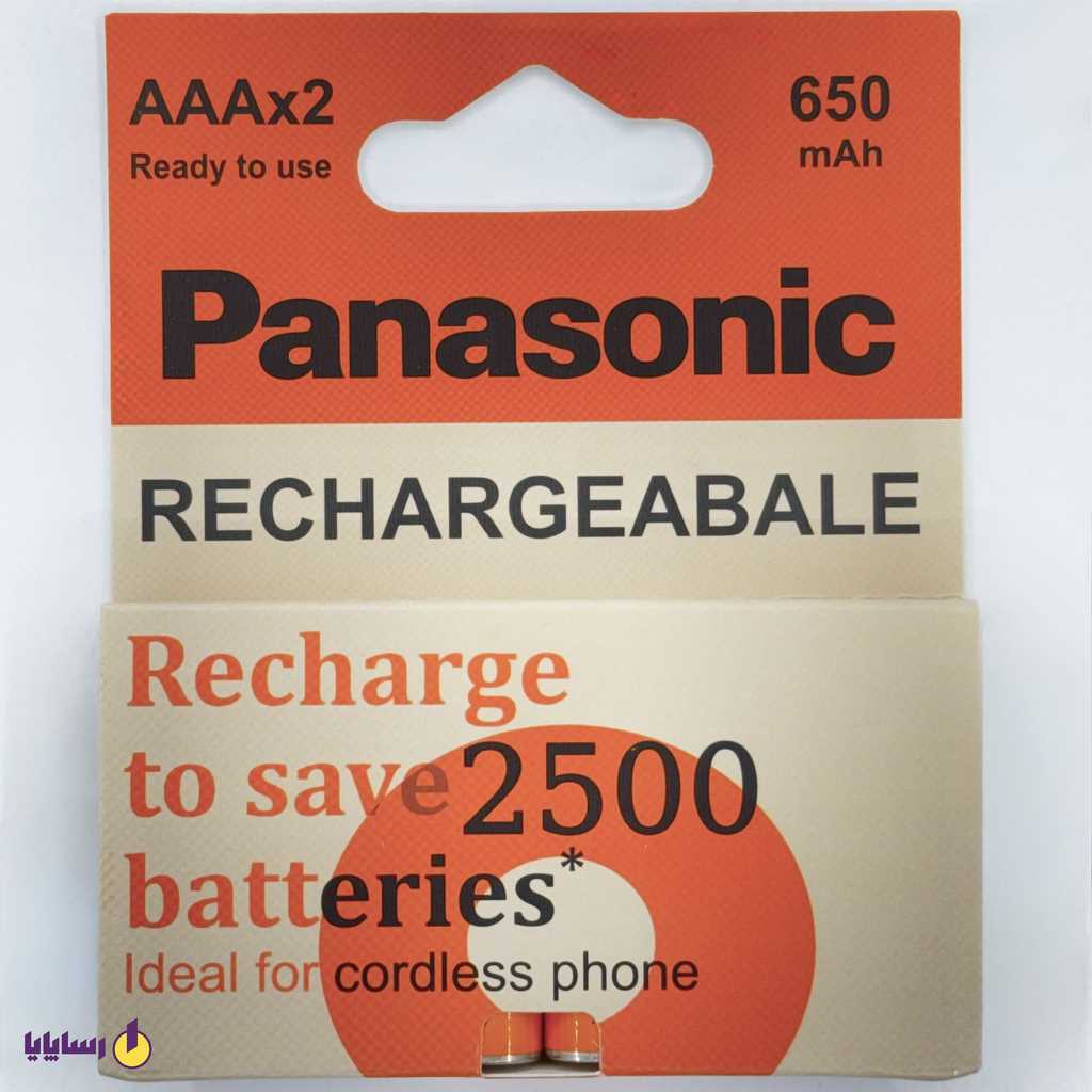 باتری نیم قلمی (AAA) شارژی (Rechargeable) پاناسونیک (Panasonic) 650mAh بسته 2 عددی (ساخت اندونزی) 1.2V
