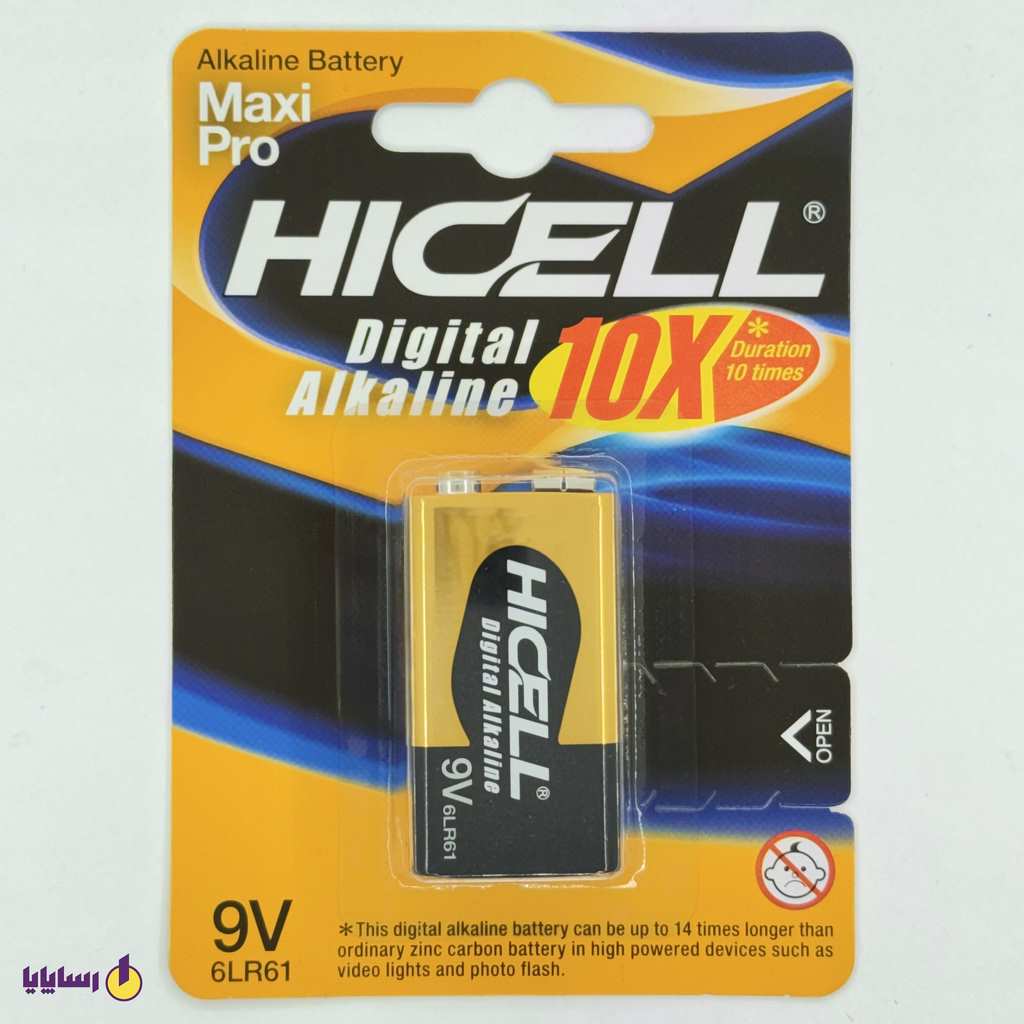 باتری کتابی 9 ولت (9V) هایسل (HiCell) آلکالاین (Alkaline) 6LR61