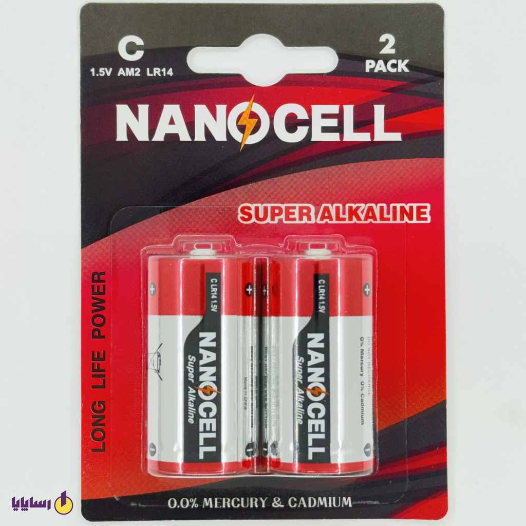 باتری متوسط سایز (LR14 Size C) نانوسل (NanoCell)سوپر آلکالاین (Super Alkaline) 2 عددی (1.5 ولت)